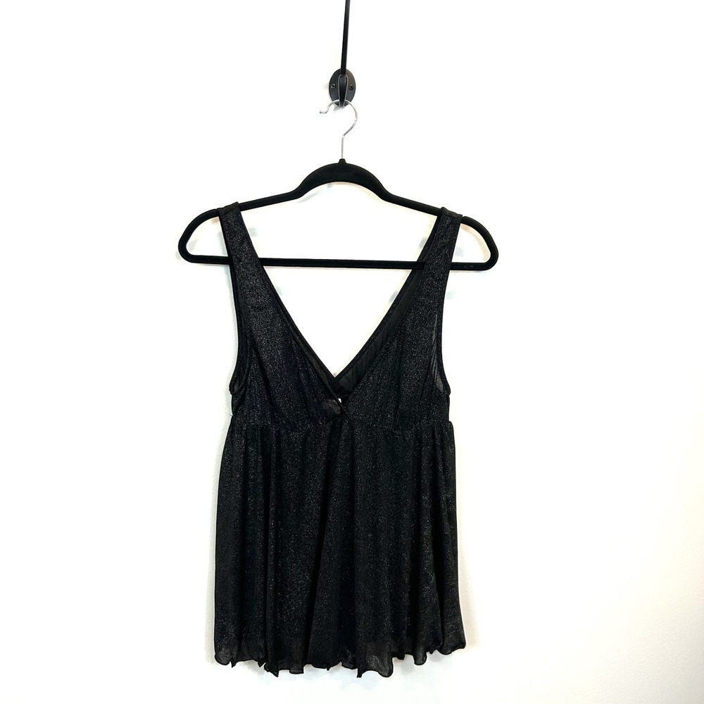 Victorias‎ Secret Very Sexy Medium Camisole Black Shimmer Sparkle Babydoll Top